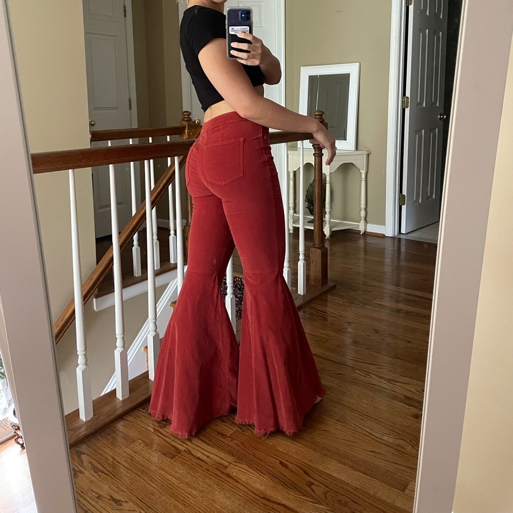Free People red corduroy float on flares
